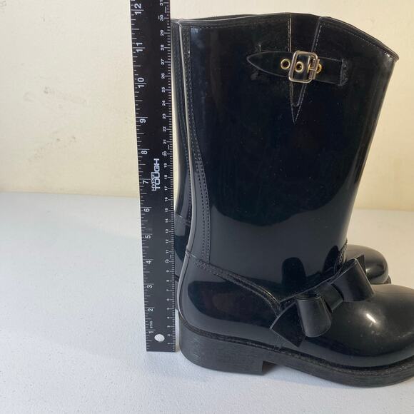 RED Valentino Women's EU 40 / US 10 Designer Black Rubber Rain Boots NO INSOLES - Picture 13 of 16